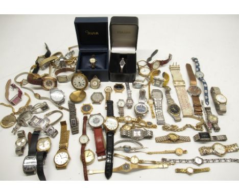Quantity of hand wound and quartz ladies and gents wrist watches, makes include Sekonda, Rotary, Louis Valentin, etc. 