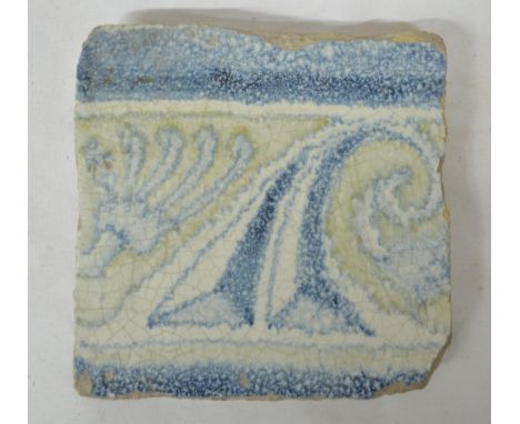 Early Eastern glazed tile, 13x12.5cm (Victor Brox collection) 