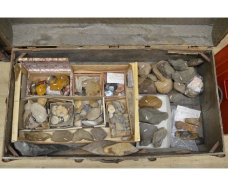 Collection of ancient flint and stone tools, many with find locations attached to include neolithic hand axes, scrapers etc. 