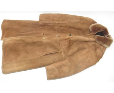 Brown sheepskin coat, light brown wool overcoat, Ladies burgundy overcoat, men's Lakeland leather jacket size 48 (4) 