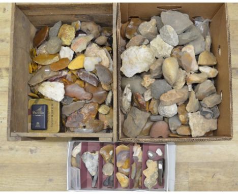Collection of neolithic flint and stone hand tools including microliths and arrow heads, rocks etc. (Victor Brox collection) 