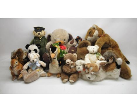 Vintage Merrythought 'Cheeky' teddy bear, and a collection of other soft toys incl. Steiff (qty) 