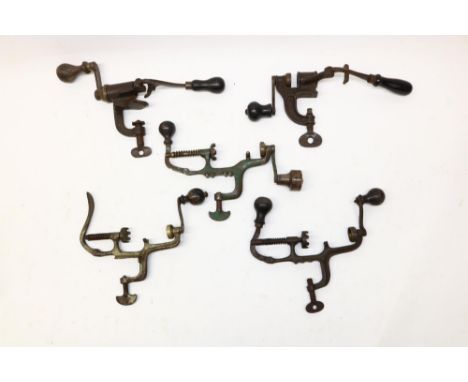 Five 19th century and later 12 bore shotgun roll turn over tools 
