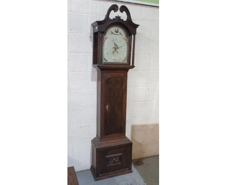 H. Spittle, Hathern, Leicestershire, C19th oak 30 hour longcase clock, swan neck pediment, fluted pilasters, signed 12" paint