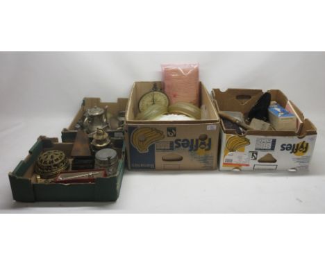 Early C20th opaline glass centre light, D33cm; pair C20th gilt brass wall lights; Salters Infant Weighing Machine and other m
