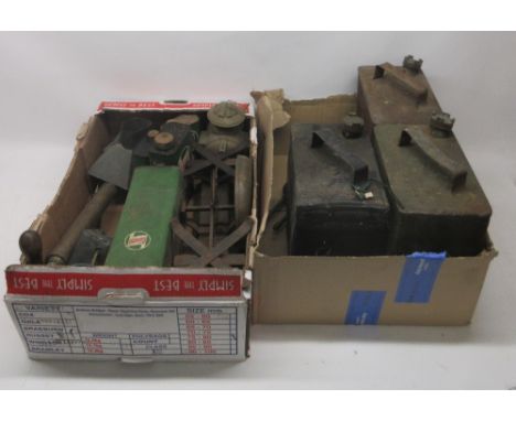 Vintage Shell, Pratts, National Benzole petrol cans; two grease guns; other vintage automobilia including Sphinx foot pump et