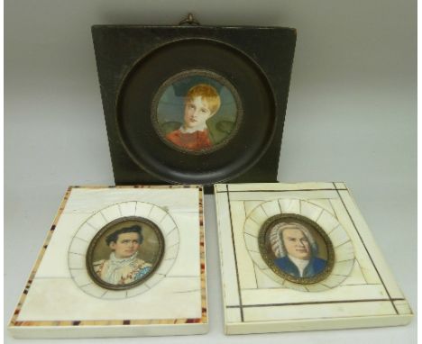 Three modern miniature portrait pictures
