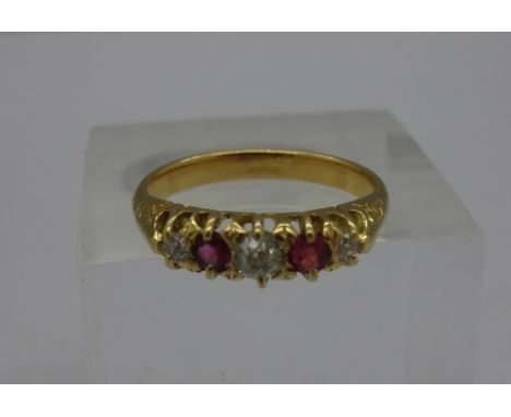 A gold, ruby and diamond ring, weight 3.8g, size K