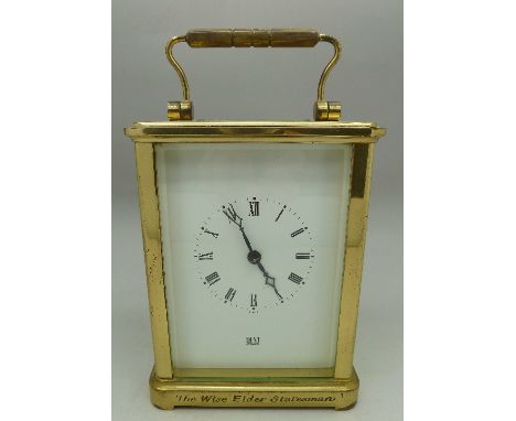 A Dent carriage clock, with inscription, height 15cm