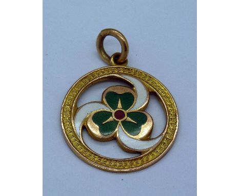 A 9ct gold and enamel fob, weight 5.3g