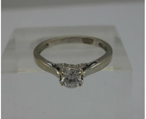 An 18ct white gold diamond solitaire ring, 0.35ct diamond weight, size L, weight 2.2g