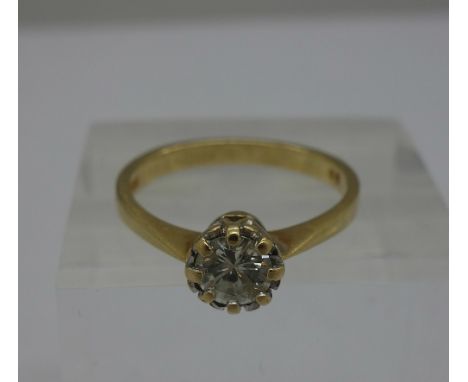 An 18ct gold and diamond solitaire ring, 0.5ct diamond weight, stamped 50, weight 3.1g, size N