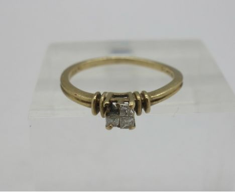 A 9ct gold and diamond ring, weight 1.6g, size M, lacking one stone