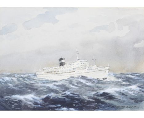 Stuart Beck, maritime portrait of SS Uganda, watercolour. Signed lower right, framed, 25cm x 18cm exc. frame 