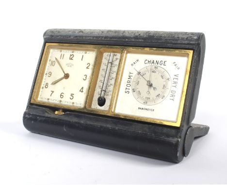 An Angelus traveling/desk top folding traveling alarm clock, themometre and Barometer L14.5cm