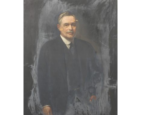 A large 19th century 3/4 portrait of a distinguished gentleman. Oil on canvas, 101cm x 127.5cm