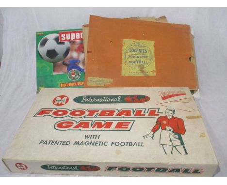 A collection of three vintage football games including Munro International Football Game, Spears Games Super Striker &amp; "S