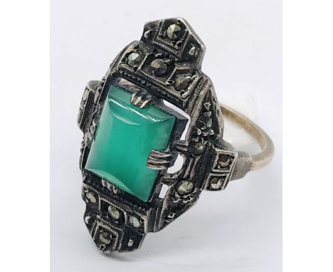 An Art Deco 9ct gold and silver ring