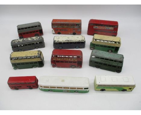 A collection of mainly vintage Dinky Toys play worn die-cast buses