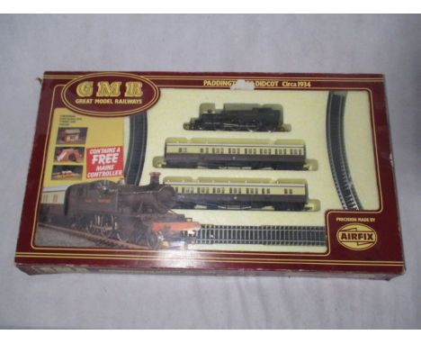 An Airfix Great Model Railway (GMR) 00 gauge Paddington to Didcot Circa 1934 train set comprising of a Great Western prairie 