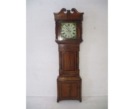 A mahogany longcase clock, with inlaid banding, the painted dial named to Thornley Altrincham