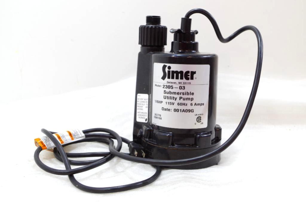 SIMER Portable/Submersible 115V Utility Pump 1/6 HP, M/N 230503