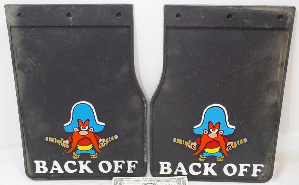 (2) NOS Vintage Warner Bros Yosemite Sam Mud Flaps, 14" x 10"
