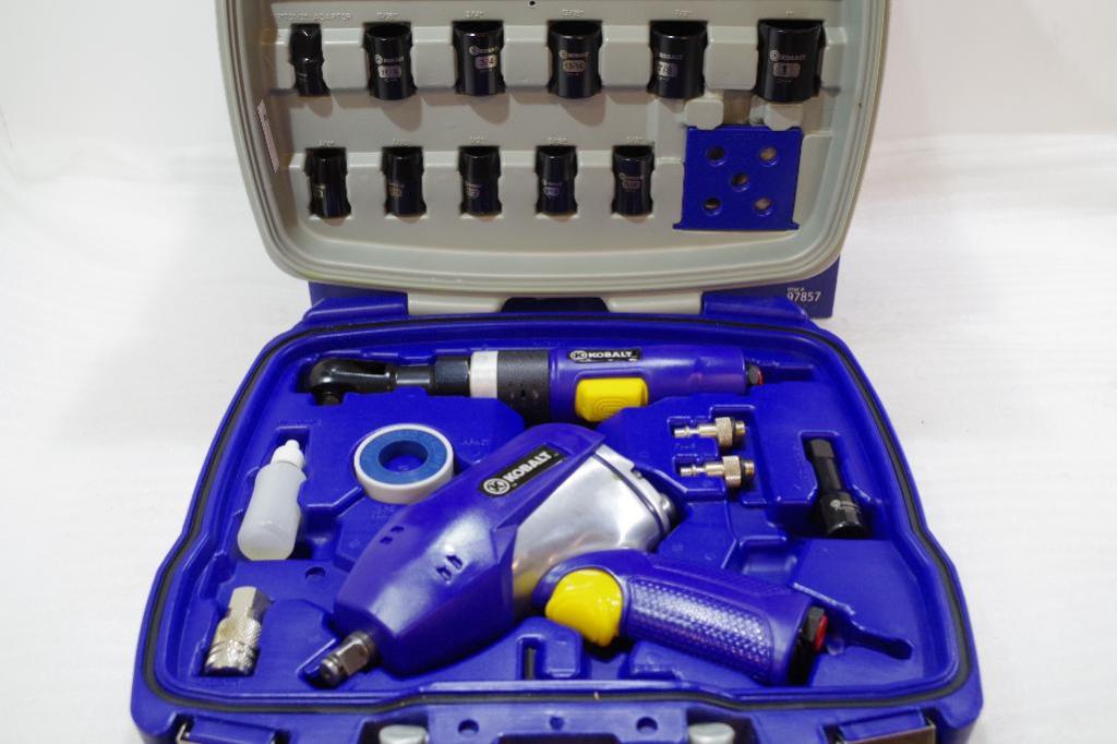 NEW KOBALT Pneumatic Tool Set (1) 1/2 in. Impact Wrench, (1) 3/8 in