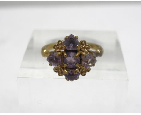 A 9ct gold and amethyst ring, weight 2.9g, size J