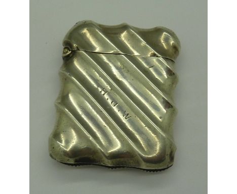 A Victorian silver vesta case, Birmingham 1894, weight 30.5g, with initials