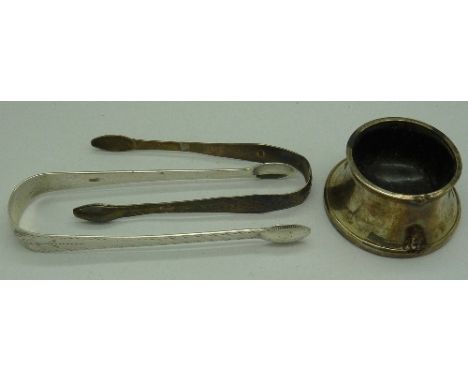 Two pairs of silver sugar bows and pot, weight of bows 51g
