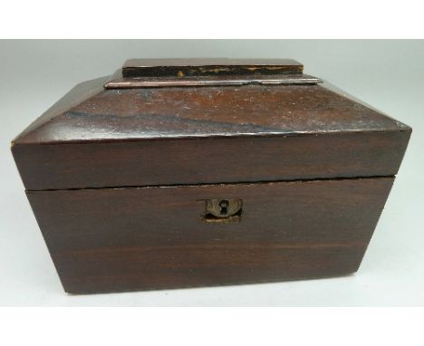 A Victorian rosewood tea caddy, width 18.5cm