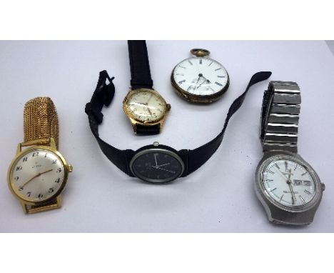 Gentleman's wristwatches including Timex, Zenith and a pocket watch