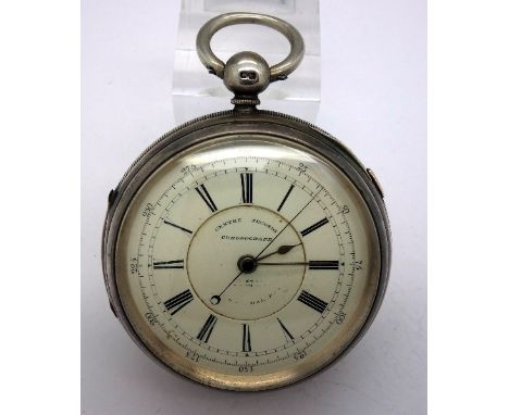 A silver centre seconds Chronograph pocket watch, Chester 1889