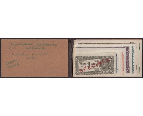 Democratic Federation of Yugoslavia, a wonderful leatherette specimen booklet containing examples of all notes in the 1944 se