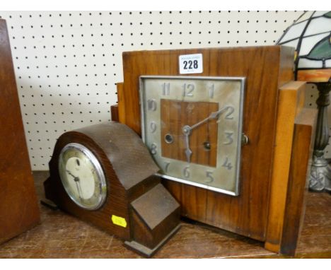 Art Deco style mantel clock and a polished Smiths clock