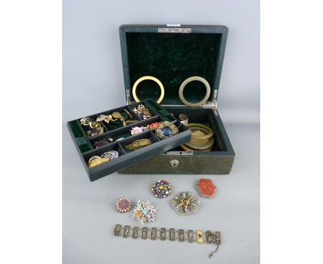 Jewellery box with good brooch and bangle contents and similar items