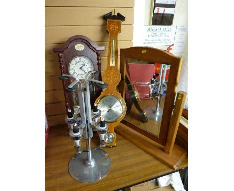 Parcel of items including a bar optic, reproduction banjo barometer, Tempus Fugit reproduction clock and a pine dressing tabl