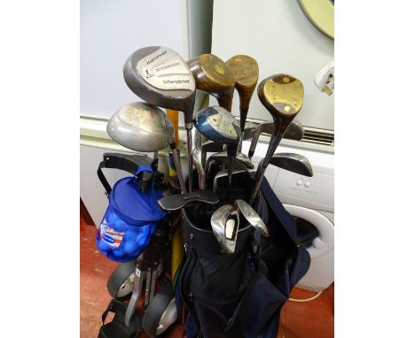 Golf bag and contents with Howson Pluslight trolley and golf balls