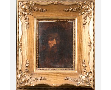 Unknown artist 19th Century, Portrait of a bearded man, signed upper right, oil on wooden panel, framed. 21.5x16cm