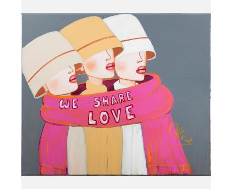 Alice Ella ( born 1969), We share Love , acrylic colours on canvas , signed 60x70 cm