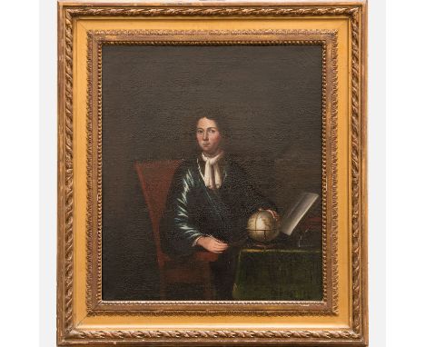 Dutch Artist artist 18th Century, Portrait of an Astronomer; oil on canvas, laid down on panel; framed. 55X50cm