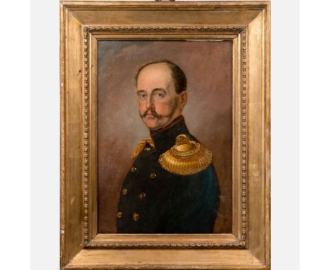 Russian artist 19th Century, Portrait of Tsar Nikolaus I. (1796-1855), oil on canvas, framed; on the reverse old descriptions