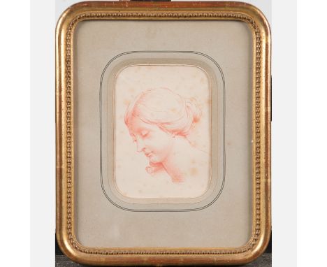 Étienne-Maurice Falconet (1716-1791)-follower, Lady’s portrait, looking to the side, framed, under glass; on the reverse desc