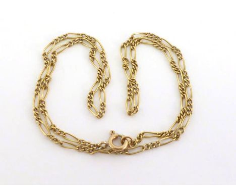 A gold chain, the bolt ring clasp stamped ‘9c’, 39cm long, 3.7gms