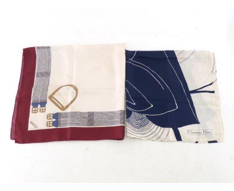 Two silk patterned scarves, Christian Dior and GUCCI (2) 
