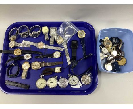 An Assortment of Gent's Wristwatches, to include Timex, Ancre 15 Rubis, Citron, etc, together with a small collection of pock
