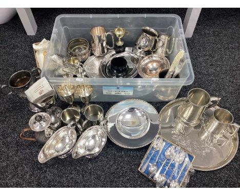 A Selection of Platedware, including two Mappin &amp; Webb serving bowls, two sauce boats, an egg cup stand, bottle coaster, 
