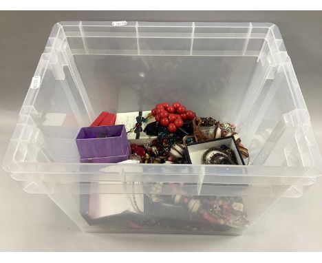 A Quantity of Assorted Costume Jewellery, including bead necklaces, rings, bangles, earrings, etc :- One Box
