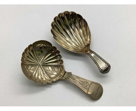 A Victorian Hallmarked Silver Caddy Spoon, T&amp;P, Birmingham 1832, with allover etched design and partial gadrooned design 